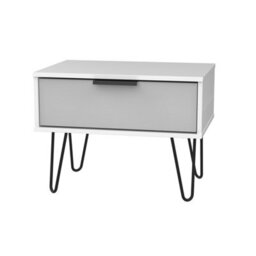 Fuji 1 Drawer Lamp Table In Grey Matt & White (Ready Assembled) - thumbnail 3