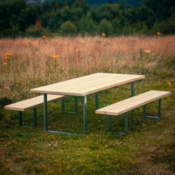 Timber Foundry Rustic Wooden Garden Table With Steel Box Legs 6-8 Seater Table Only - thumbnail 3