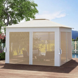 Gazebo Foldable Canopy Tent W/mesh Netting Beige - thumbnail 4