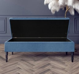 Safar Plain 120Cm Ottoman Storage Bench - Plush Velvet Shoe Bench - Duck Egg Upholstery Footstool With Storage - thumbnail 2