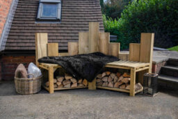 Forest Garden Curved Firepit Wooden Garden Benches- Pack Of 2 - thumbnail 3