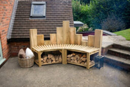 Forest Garden Curved Firepit Wooden Garden Benches- Pack Of 2 - thumbnail 2