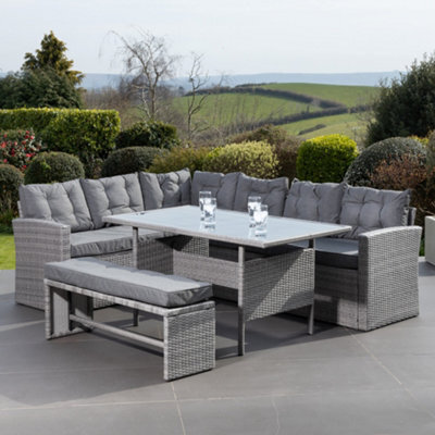 Piana Outdoor Rattan Corner Sofa With Table And Bench - image 1