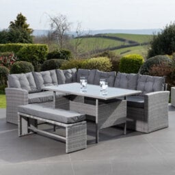 Piana Outdoor Rattan Corner Sofa With Table And Bench - thumbnail 1