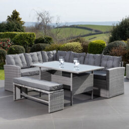 Piana Outdoor Rattan Corner Sofa With Table And Bench