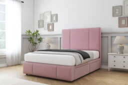 "Sloomy Lisbon Pink Plush Divan Bed Set No Drawers - 26"" Strutted   & 12"" Footboard 4'6 Double" - thumbnail 2