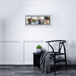 AK Frames 50X20Cm White Classic Multi Photo Frame With Mid Grey Mount - Holds 4 Apertures (4X) 6X4 Photos - thumbnail 3