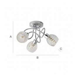 3 Way Chrome Ceiling Spotlight With Swirl Glass Shades - thumbnail 2