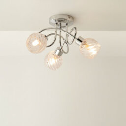3 Way Chrome Ceiling Spotlight With Swirl Glass Shades - thumbnail 5