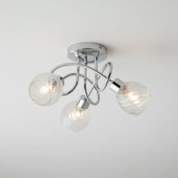 3 Way Chrome Ceiling Spotlight With Swirl Glass Shades - thumbnail 4