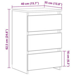 Berkfield Durable Bed Cabinets 2 Pcs White 40X35X62.5 Cm Engineered Wood - thumbnail 8