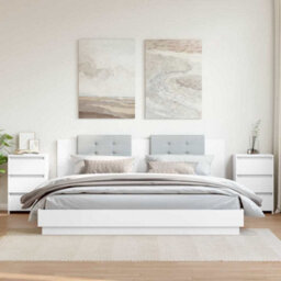 Berkfield Durable Bed Cabinets 2 Pcs White 40X35X62.5 Cm Engineered Wood - thumbnail 2