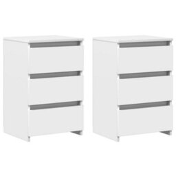 Berkfield Durable Bed Cabinets 2 Pcs White 40X35X62.5 Cm Engineered Wood - thumbnail 1