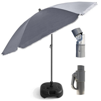 240Cm (7Ft 8In) Uv Resistant Adjustable Tilting Parasol With Base Grey - image 1
