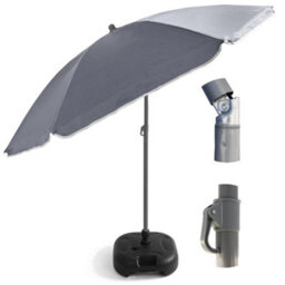240Cm (7Ft 8In) Uv Resistant Adjustable Tilting Parasol With Base Grey