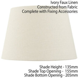"8"" Inch Round Tapered Drum Lamp Shade Ivory Linen Fabric Cover Simple Elegant" - thumbnail 2