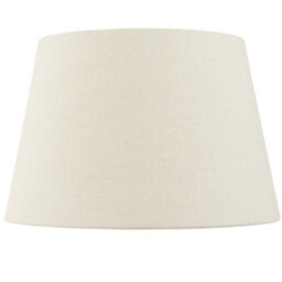 "8"" Inch Round Tapered Drum Lamp Shade Ivory Linen Fabric Cover Simple Elegant" - thumbnail 1