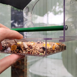 Window Bird Feeder With Strong Suction Cups, Removable Drainage Tray, Sloped Grass Roof,clear View, Squirrel Proof For Small Birds - thumbnail 5