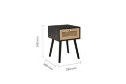 Pair Of Bedside 1 Drawer Cabinet  Rattan Croxley Side Table Black - thumbnail 6