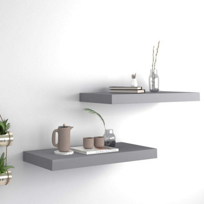 Vidaxl Floating Wall Shelves 2 Pcs Grey 50X23X3.8 Cm Mdf - image 1