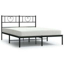 Berkfield Metal Bed Frame With Headboard Black 160X200 Cm - thumbnail 2