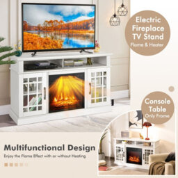 Costway Fireplace Tv Stand Set For 55 Inches W/ 2000W Electric Fireplace Insert-White - thumbnail 3