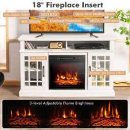 Costway Fireplace Tv Stand Set For 55 Inches W/ 2000W Electric Fireplace Insert-White - thumbnail 4
