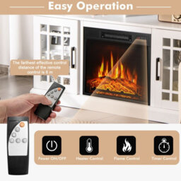 Costway Fireplace Tv Stand Set For 55 Inches W/ 2000W Electric Fireplace Insert-White - thumbnail 5