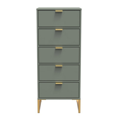 Tamworth 5 Drawer Tall Bedside Cabinet In Reed Green (Ready Assembled) - image 1