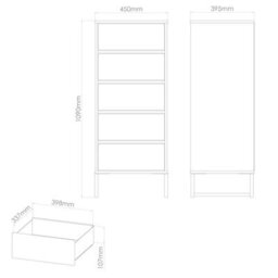 Tamworth 5 Drawer Tall Bedside Cabinet In Reed Green (Ready Assembled) - thumbnail 6