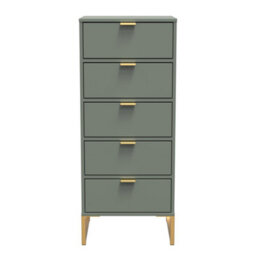 Tamworth 5 Drawer Tall Bedside Cabinet In Reed Green (Ready Assembled) - thumbnail 1