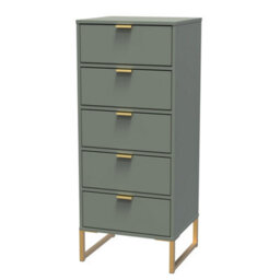 Tamworth 5 Drawer Tall Bedside Cabinet In Reed Green (Ready Assembled) - thumbnail 3