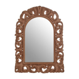 Orsina Antique Brown Arc Leaf Wall Mirror,classical Dressing Mirror,wall Mirror With Fleur-De-Lis & Leaf Details - thumbnail 1