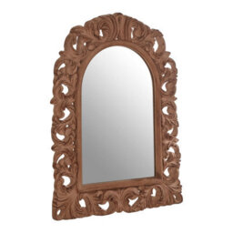 Orsina Antique Brown Arc Leaf Wall Mirror,classical Dressing Mirror,wall Mirror With Fleur-De-Lis & Leaf Details - thumbnail 2