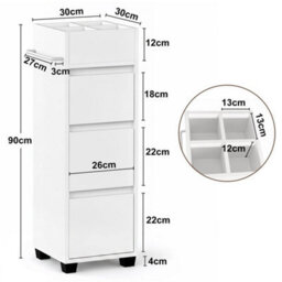 Slim Bathroom Floor Cabinet Storage Unit Tower - thumbnail 2