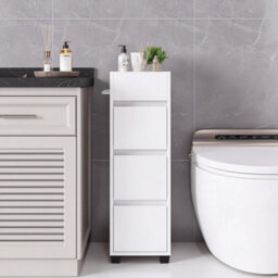 Slim Bathroom Floor Cabinet Storage Unit Tower - thumbnail 3