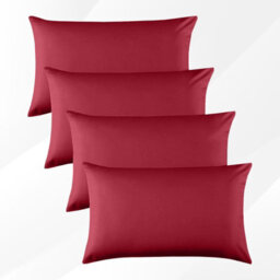 Bedlooms Dyed Pillowcase 2 Pair- Soft Plain Pillow Covers Red Envelop Closure - Easy Care Pillowcase Bedding Set 50X75 Cm
