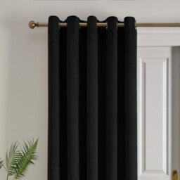 Laurence Llewelyn-Bowen Montrose Black Velvet Blackout Eyelet Single Panel Door Curtain - thumbnail 2