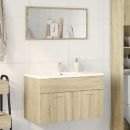Berkfield Bathroom Sink Cabinet Sonoma Oak 90X38.5X46 Cm Engineered Wood - thumbnail 3