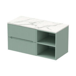Aveli 1000mm Bathroom Vanity Unit Countertop Wall Hung Drawer Units & Shelves Green - thumbnail 4