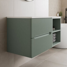 Aveli 1000mm Bathroom Vanity Unit Countertop Wall Hung Drawer Units & Shelves Green - thumbnail 2