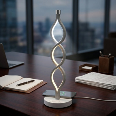 White Shade Modern Usb Led Spiral Table Lamp 3 Color Modes, Dimmable Night Light For Bedroom, Living Room - image 1