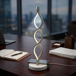 White Shade Modern Usb Led Spiral Table Lamp  3 Color Modes, Dimmable Night Light For Bedroom, Living Room