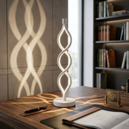 White Shade Modern Usb Led Spiral Table Lamp  3 Color Modes, Dimmable Night Light For Bedroom, Living Room - thumbnail 4