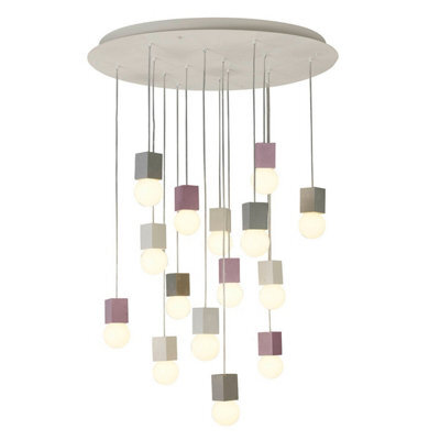 Luminosa Lighting Luminosa Galaxia Pendant Square, 15 Light E27, White / Grey / Red Cement, White Base & Cable, Item Weight: 19.4Kg - image 1