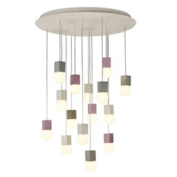 Luminosa Lighting Luminosa Galaxia Pendant Square, 15 Light E27, White / Grey / Red Cement, White Base & Cable, Item Weight: 19.4Kg - thumbnail 1