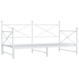 Berkfield Durable Daybed With Trundle Without Mattress White 107X203 Cm Steel