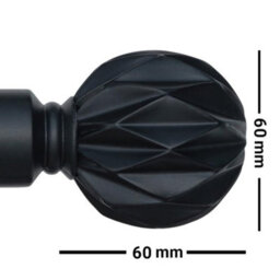 A.unique Home Geo Ball Metal Extendable Curtain Pole With Rings And Fittings (25/28mm) - Matte Black, 70Cm - 120Cm  Approx - thumbnail 5
