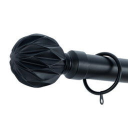 A.unique Home Geo Ball Metal Extendable Curtain Pole With Rings And Fittings (25/28mm) - Matte Black, 70Cm - 120Cm  Approx - thumbnail 2