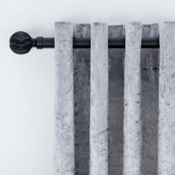 A.unique Home Geo Ball Metal Extendable Curtain Pole With Rings And Fittings (25/28mm) - Matte Black, 70Cm - 120Cm  Approx - thumbnail 3